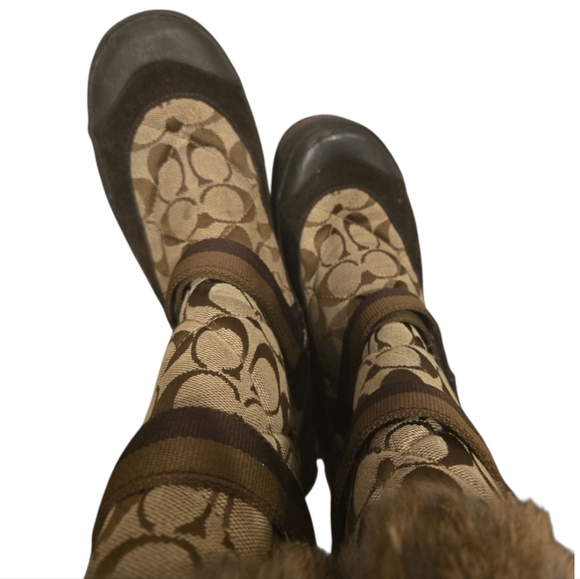 Coach Tan and Brown Signature Winter Boots - Picture 7 of 12
